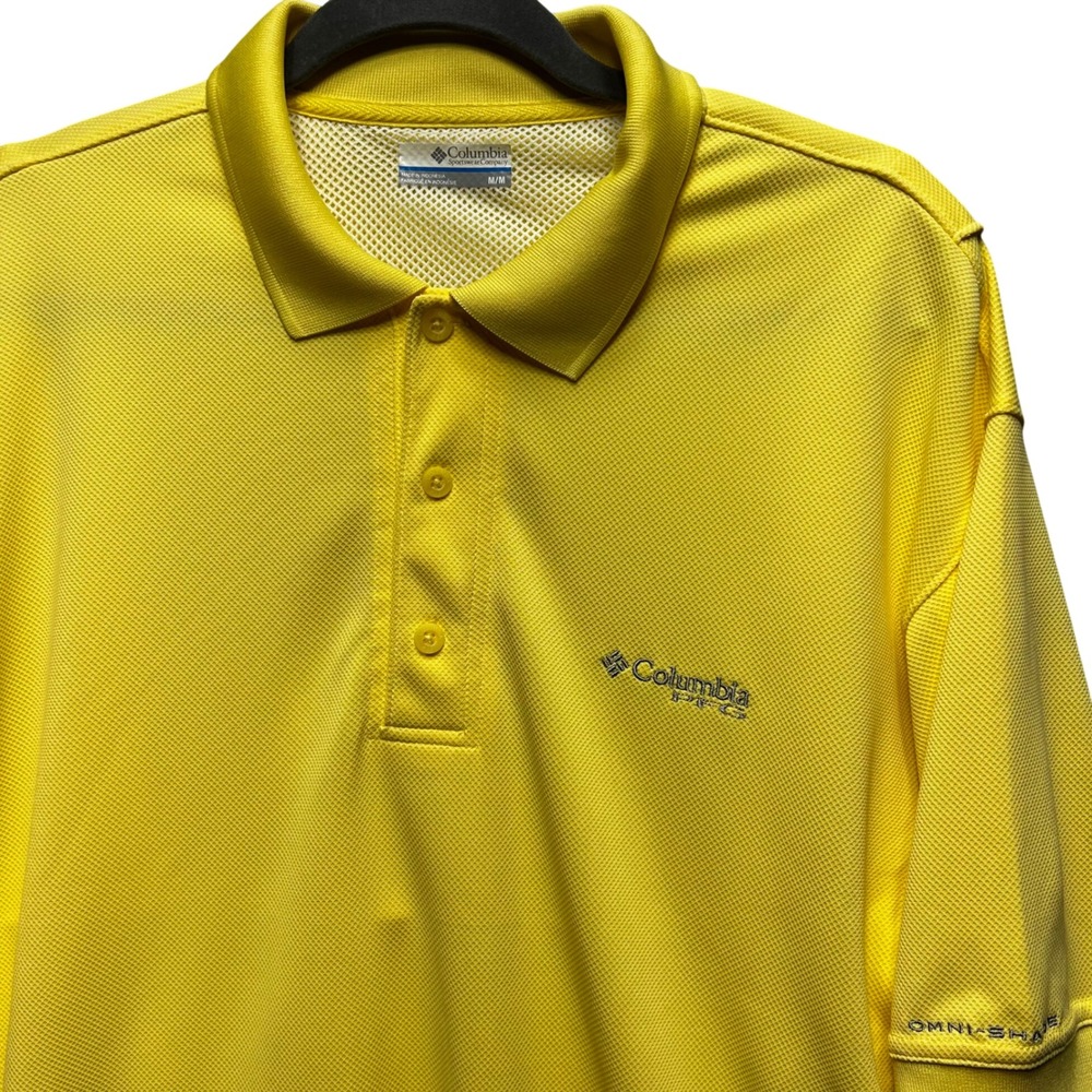 Columbia Polo Shirt PFG Mens M Yellow Performance‎ Fishing Outdoor